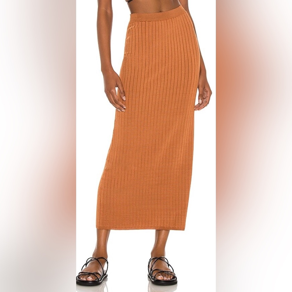 Free People Beach to Night Ribbed Midi Skirt